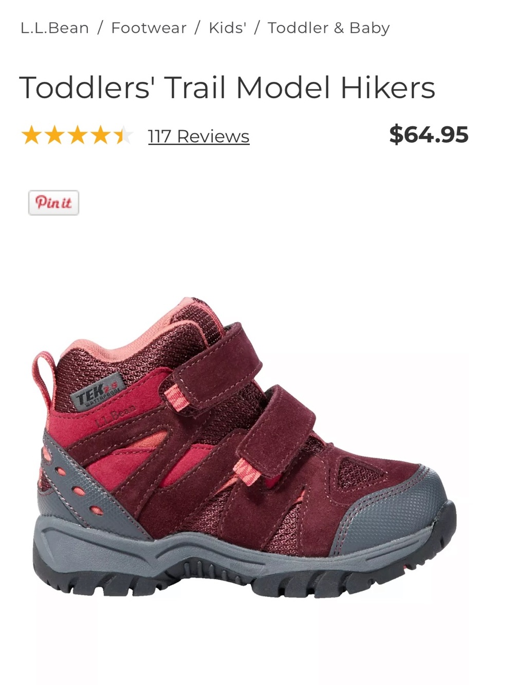 Toddler Hiking Shoes - L.L. Bean Kids' Trail Hiker Boots